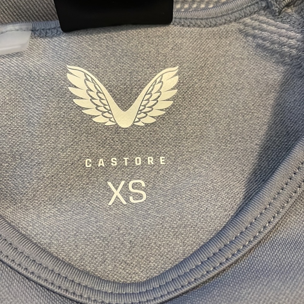 Castore Seamless Short Raglan Sleeve Crew Tee Print Blue Fitted Quick Dry-XS - Picture 8 of 9